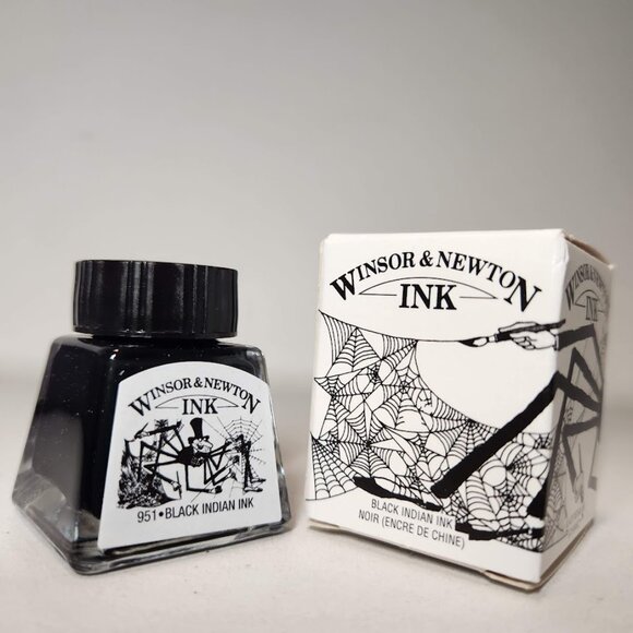 Winsor & Newton Drawing Indian Ink 14ml Bottle Black 951 Shimmer NEW Art Supplie - Picture 4 of 7
